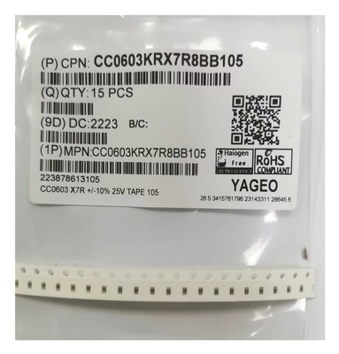 خازن های سرامیکی چند لایه 1.0uF SMD MLCC 0603105K / 25V X7R