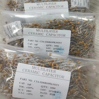 خازن سرامیکی نسوز یکپارچه مقاوم در برابر خوردگی 105K 100V